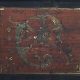 Very large painted folk art rustic farmhouse bridal chest / dresser