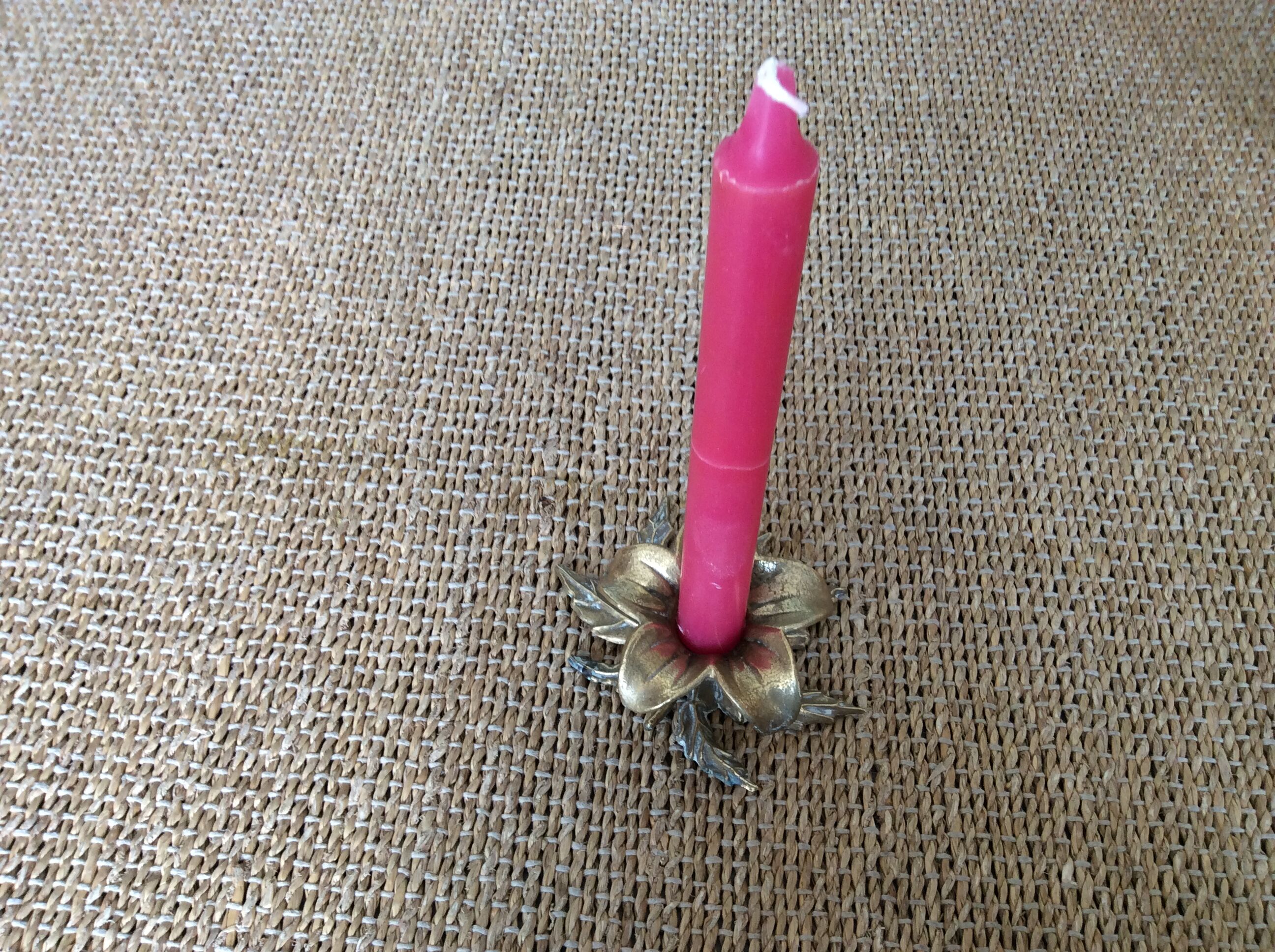 Golden bronze flower candle holder