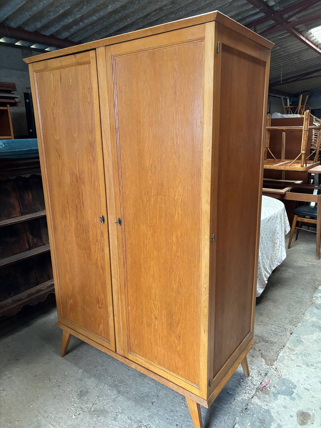 Vintage Parisian wardrobe with compass feet