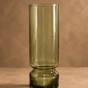 Vintage service in olive green tinted glass, Czechoslovakia, circa 1970.
