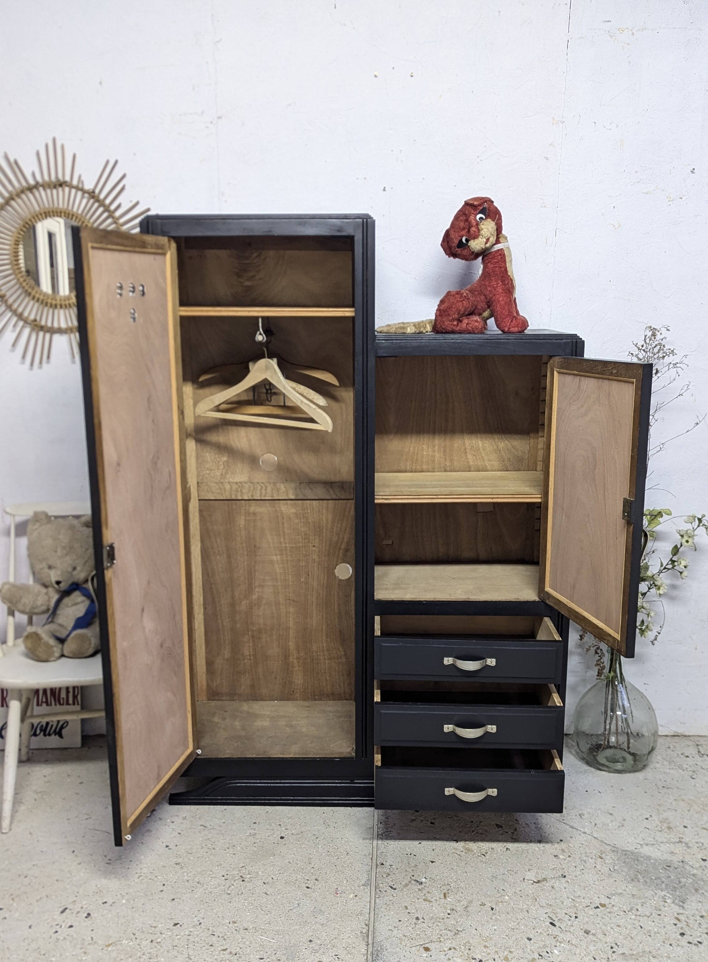 Wardrobe combo linen closet dresser Parisian patina