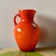 Vintage vase or pitcher in orange blown glass - Made in Italy