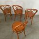 Set of 4 old curved wood bistro chairs light wood