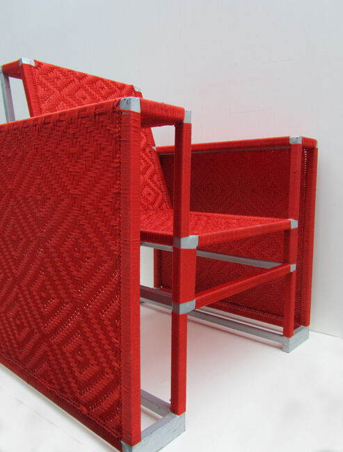 Fauteuil tissé en nylon rouge