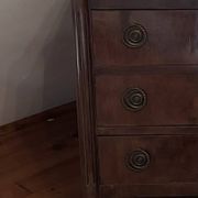 Antique commode with 3 drawers in Empire/Restoration style, with bronze corded handles.