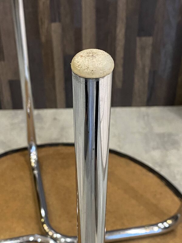 Table d’appoint chrome et skai noir vintage style Bauhaus vintage 1970