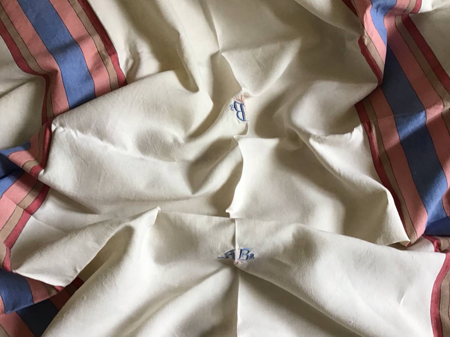 Colored striped linen tablecloth