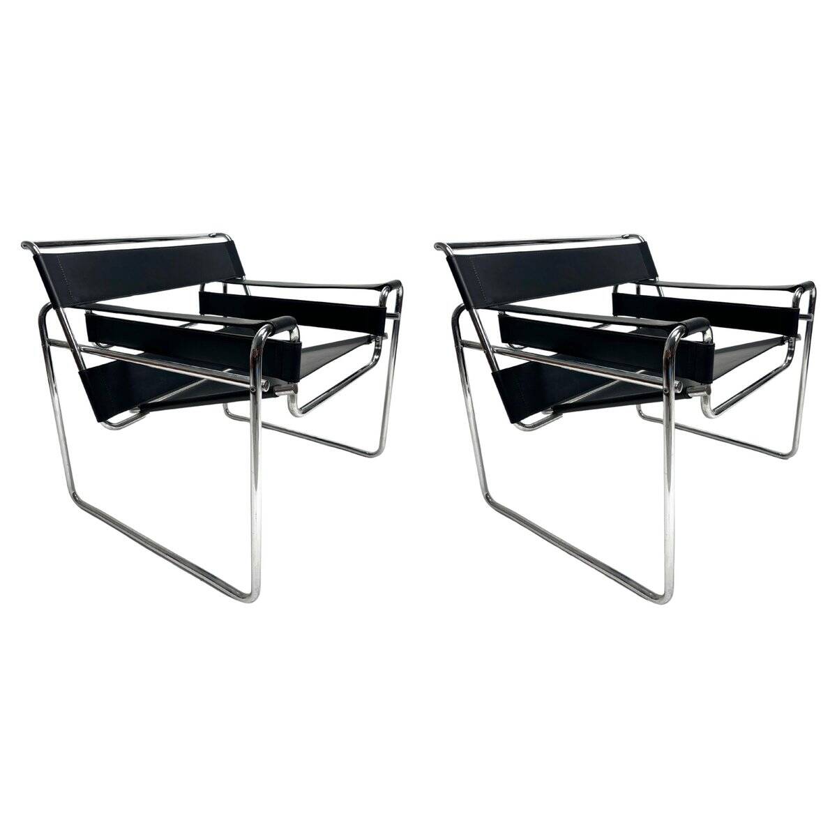 Original Wassily Armchairs attributed to Marcel Breuer for Gavina, 1970s, Set of 2