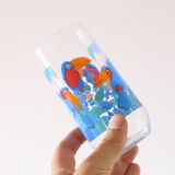 Set of 5 water glasses, bird decorations, 70s/80s, vintage