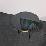 Pair of vintage glass topped side tables
