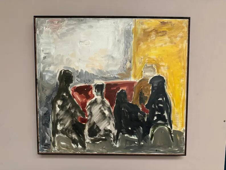 Original Danish Oil on Canvas“Figurative Composition” by Max Bilde