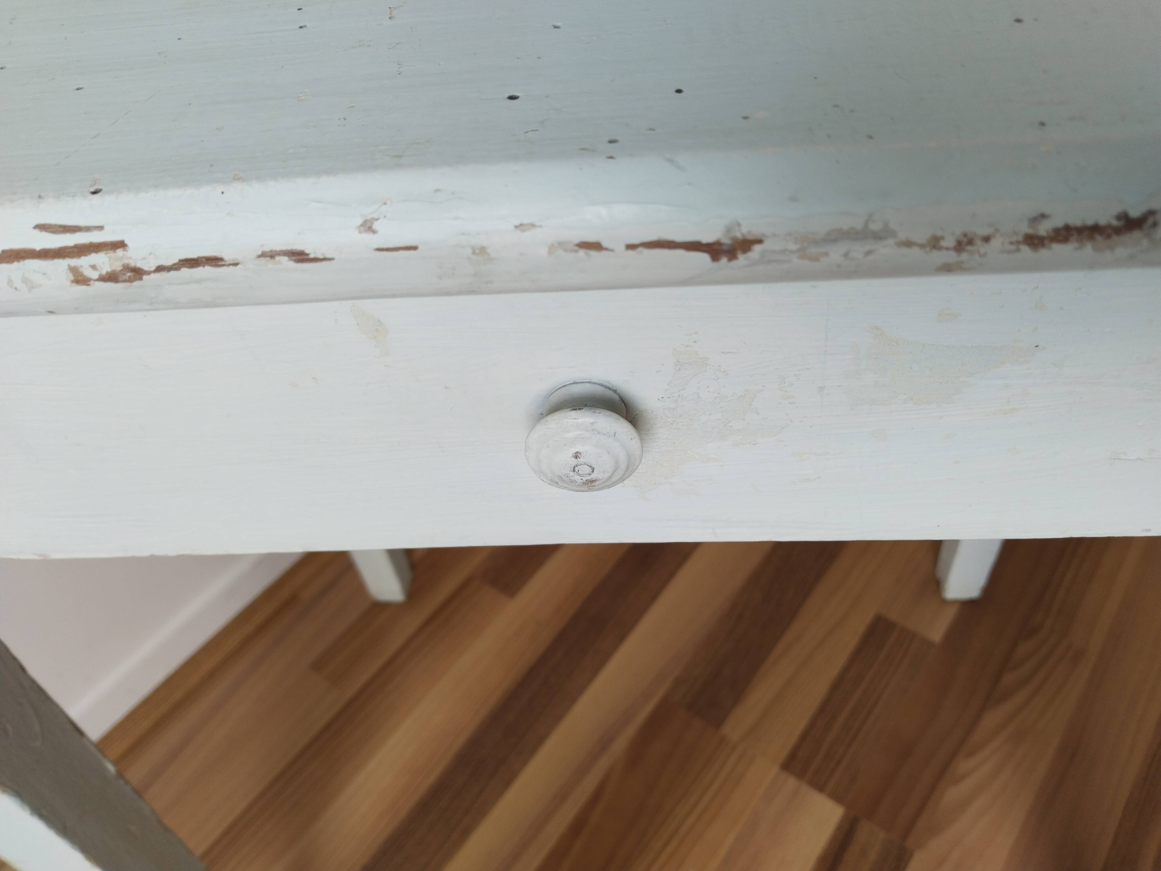 Farm table, kitchen table, rustic blue patina desk, 1950s