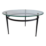 Coffee table attributed to Roger Le Bihan, modernist design in glass and metal.