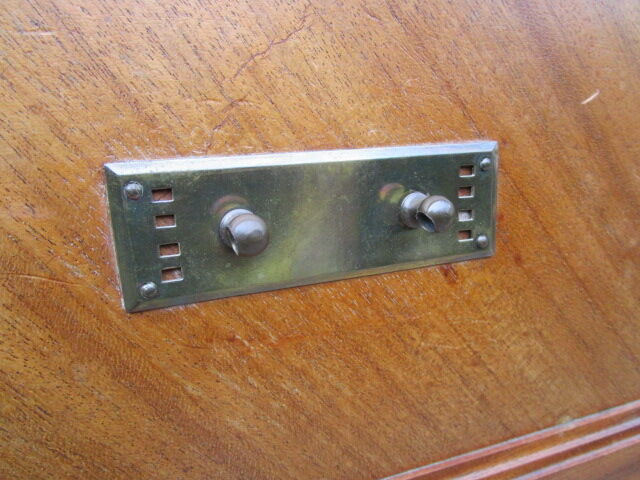 Low art-deco wood and marble chest of drawers