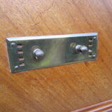 Low art-deco wood and marble chest of drawers