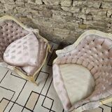 Pair of 1960s silk bergère armchairs