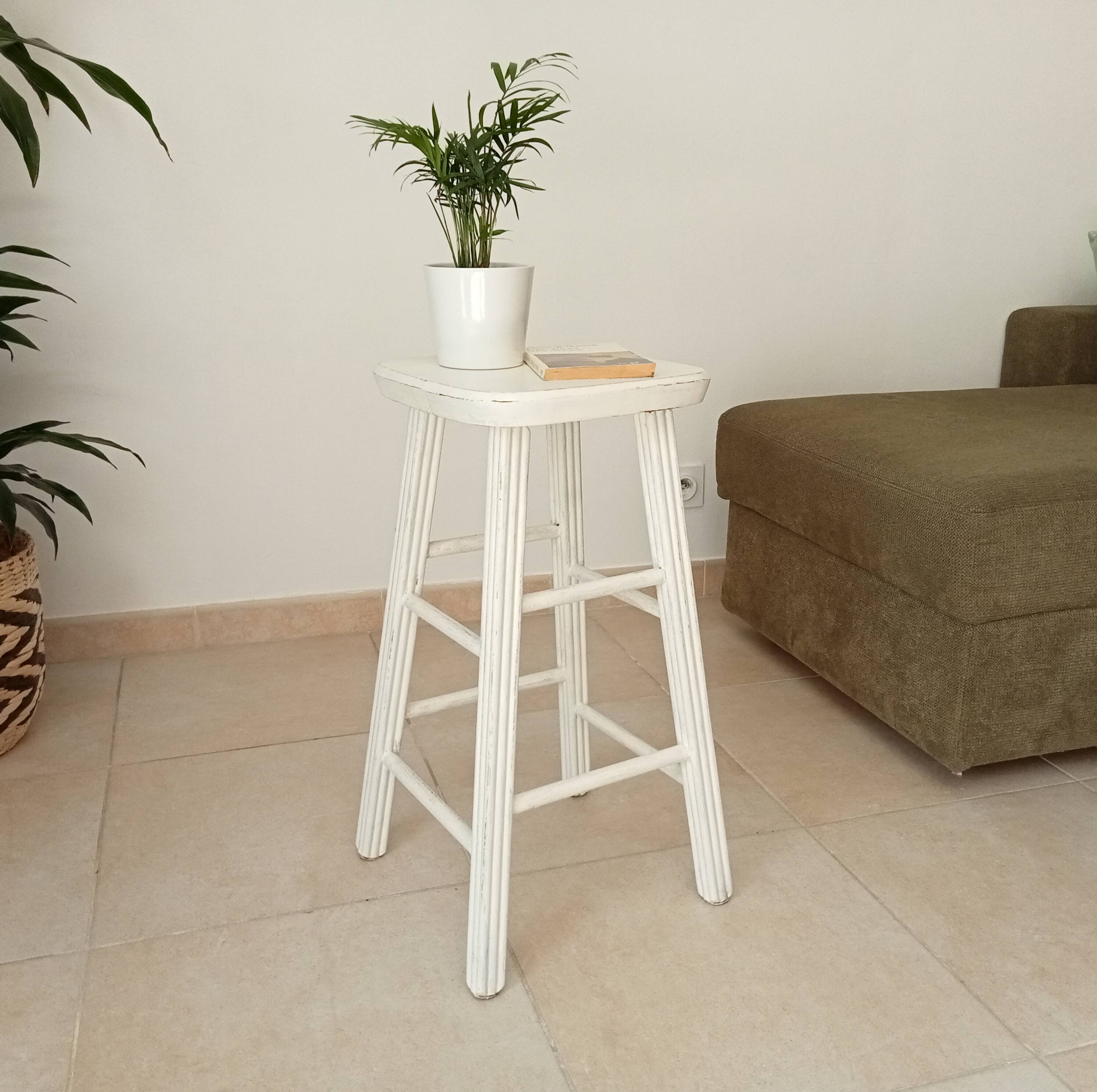 Vintage shabby wooden stool