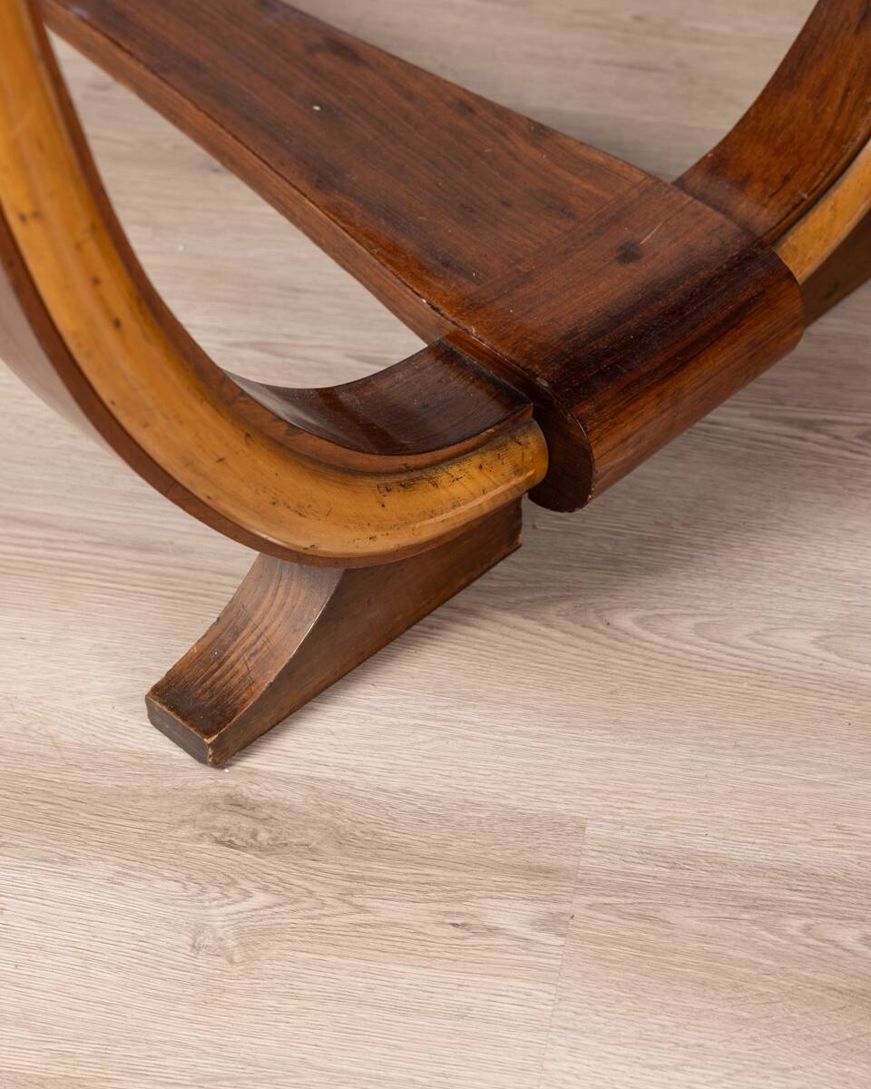 Table en bois et verre Art Déco, Italie années 1930
