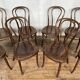 Series of 8 bistro chairs troquet wood curved vintage 1960