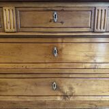 18th-century antique chest of drawers from the Louis XVI period in blonde walnut.