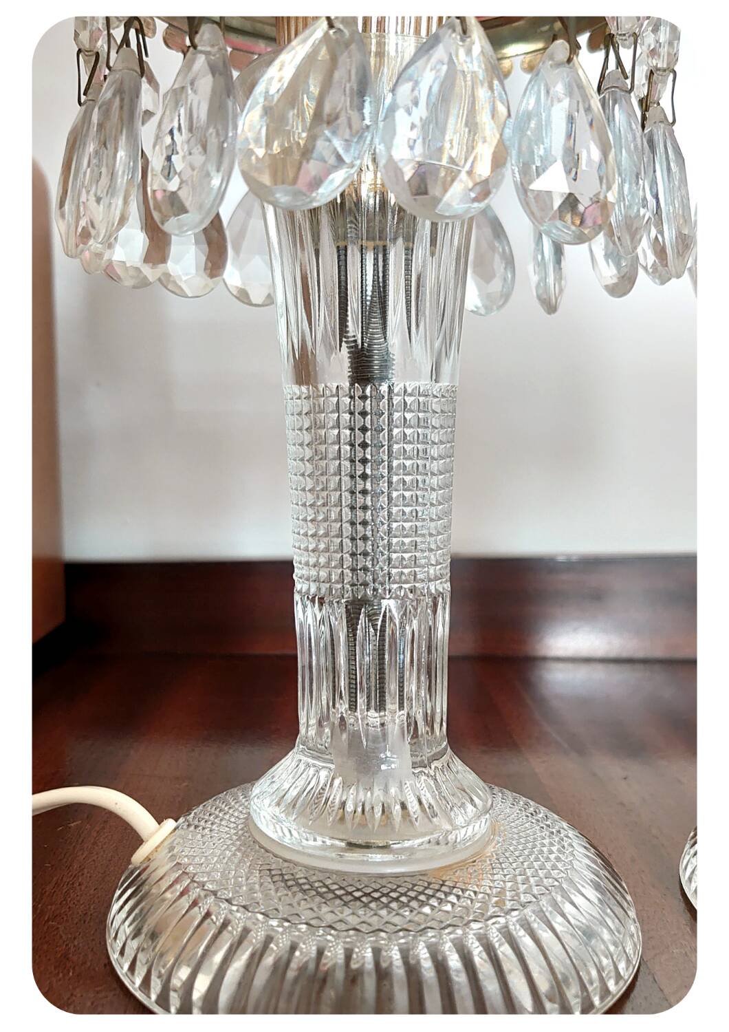 Michelotti Crystal Glass Prism Boudoir Parlor Lamps 1950s