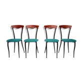 Lot of 4 Italian design chairs 80s - 90s in wood and metal