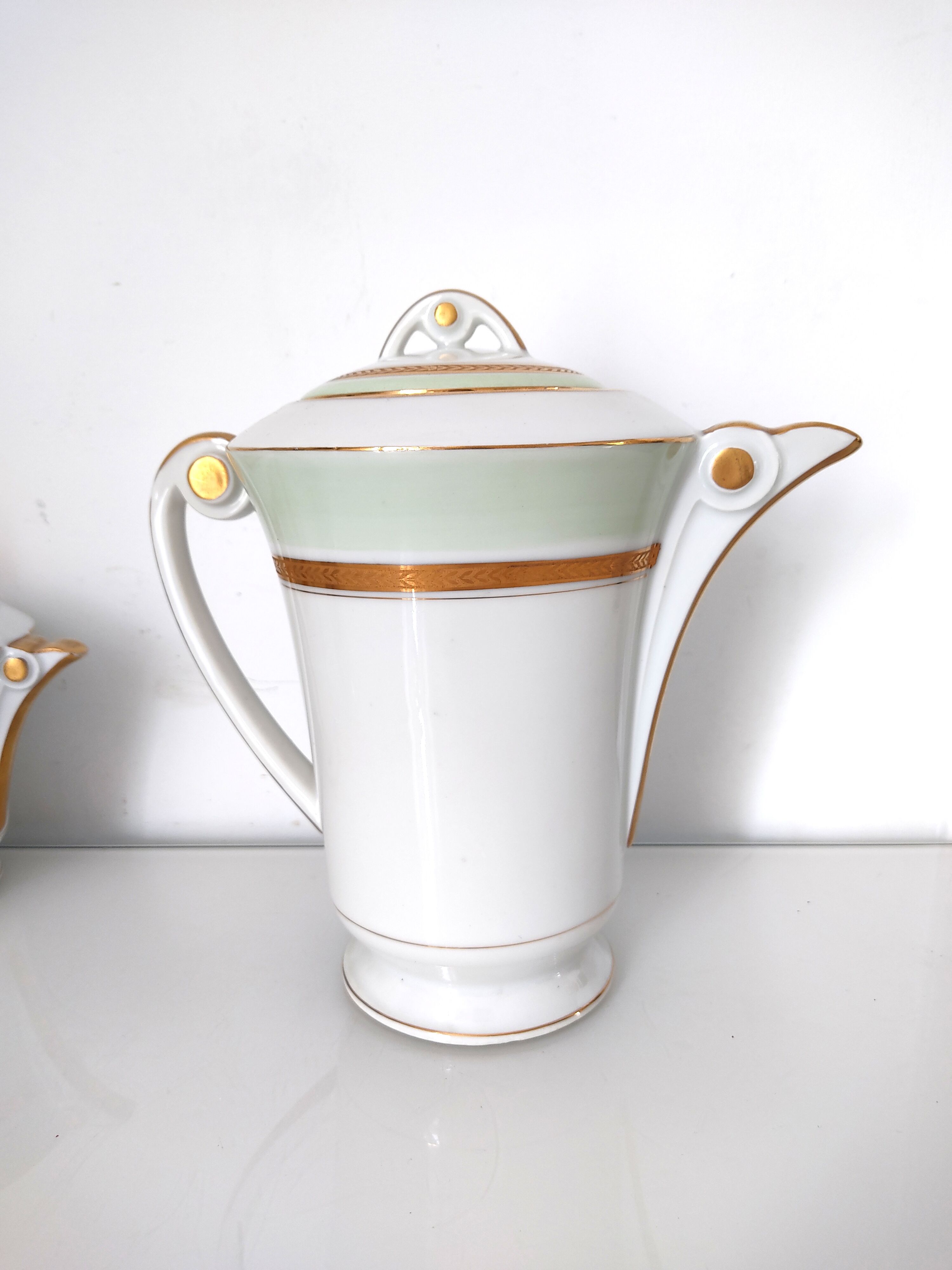 Coffee maker, milk jug and sugar jar porcelain JL&Cie Limoges
