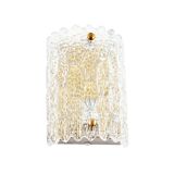 Mid-Century Scandinavian Glass & Brass Wall Light by Carl Fagerlund for Orrefors, Sweden, 1960s