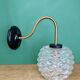Swan neck vintage globe wall light in moulded glass