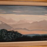Oil on canvas " Mist on Lake Geneva and the Alps