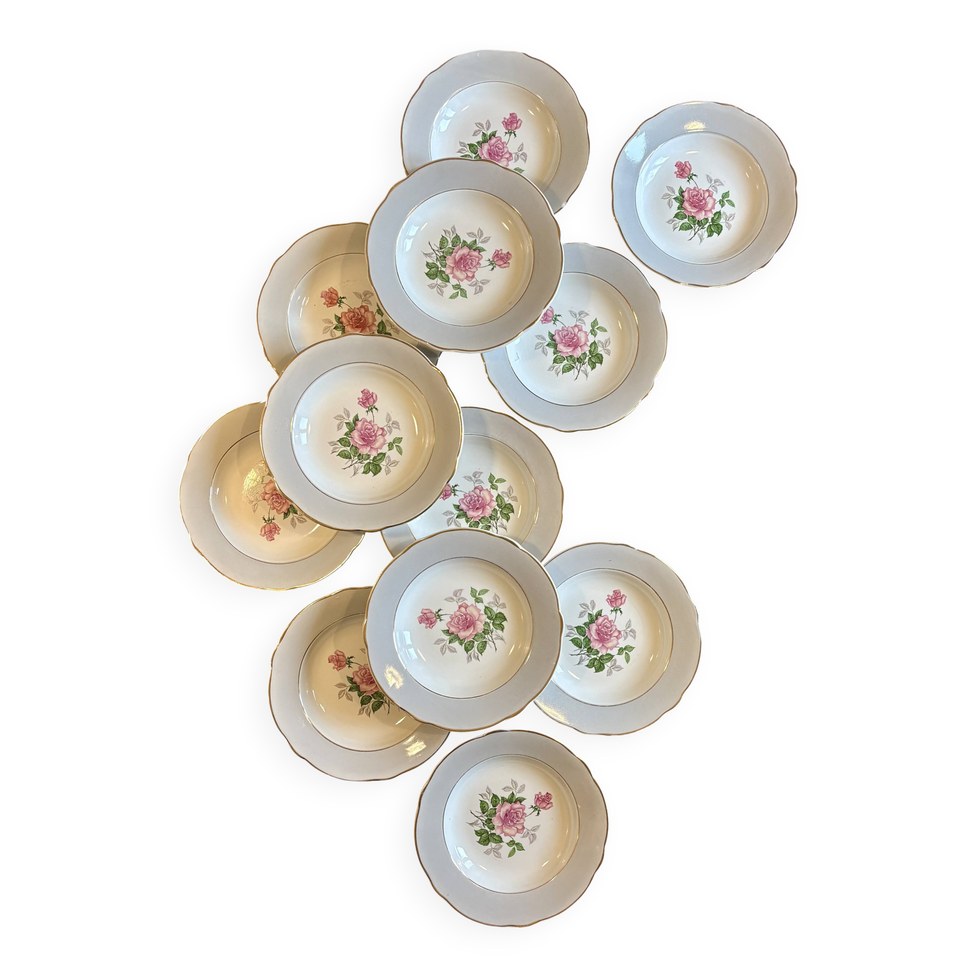 Set of 12 vintage deep plates - Fabiola model from Lunéville -