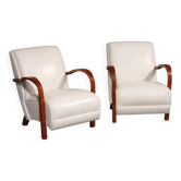 1950s Art Deco armchairs – timeless white leather elegance
