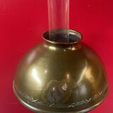 Old kerosene lamp Art Nouveau patinated spelter foot 47 cm height of the glass