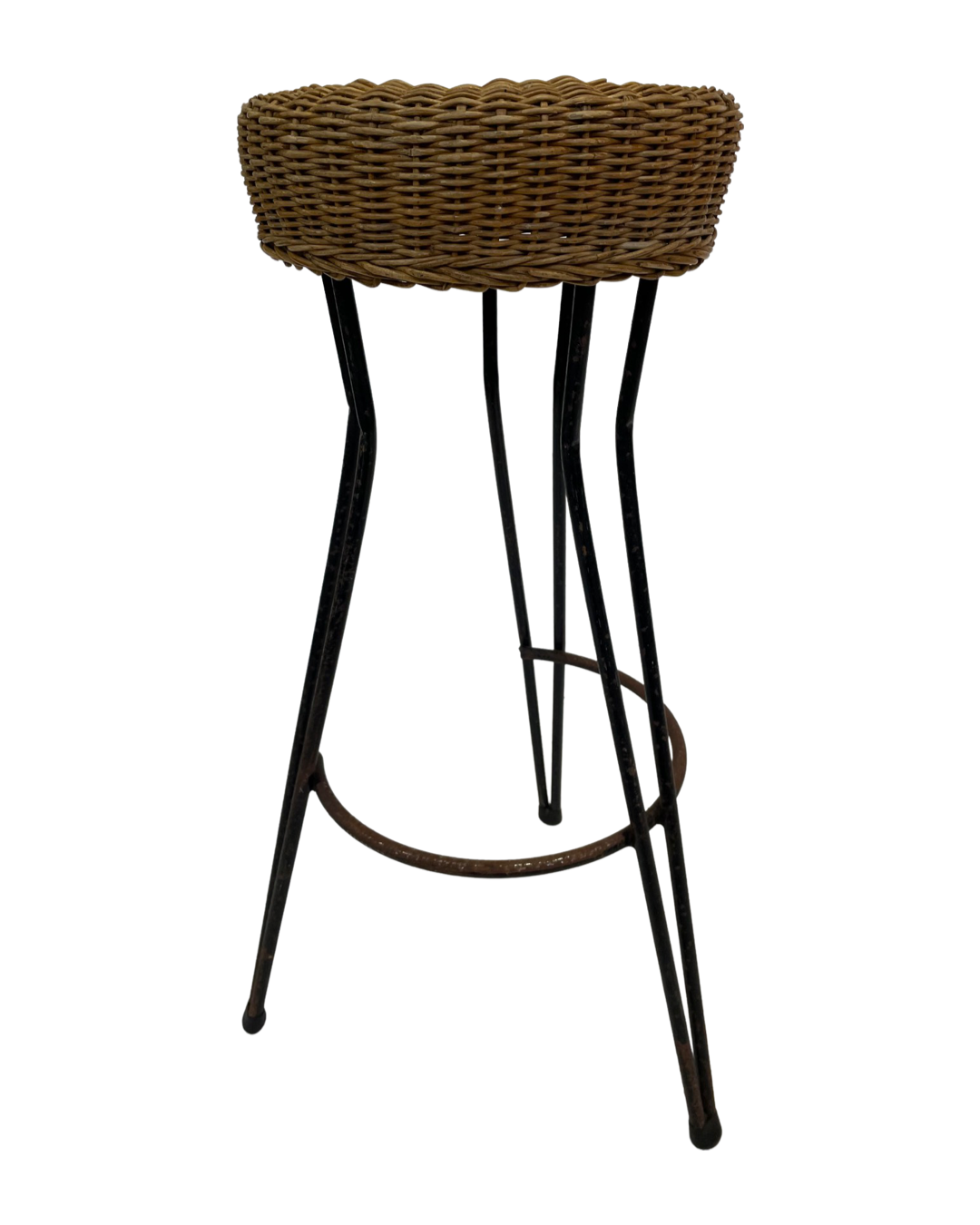 Vintage Stool Rattan Rohe Noordwolde Netherlands 1960s Design