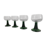 4 old Alsatian Roemer wine glasses decorated with vines