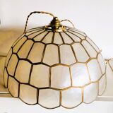 Belle suspension en nacre et laiton de style Tiffany. D:35 cm H25 cm- Fil