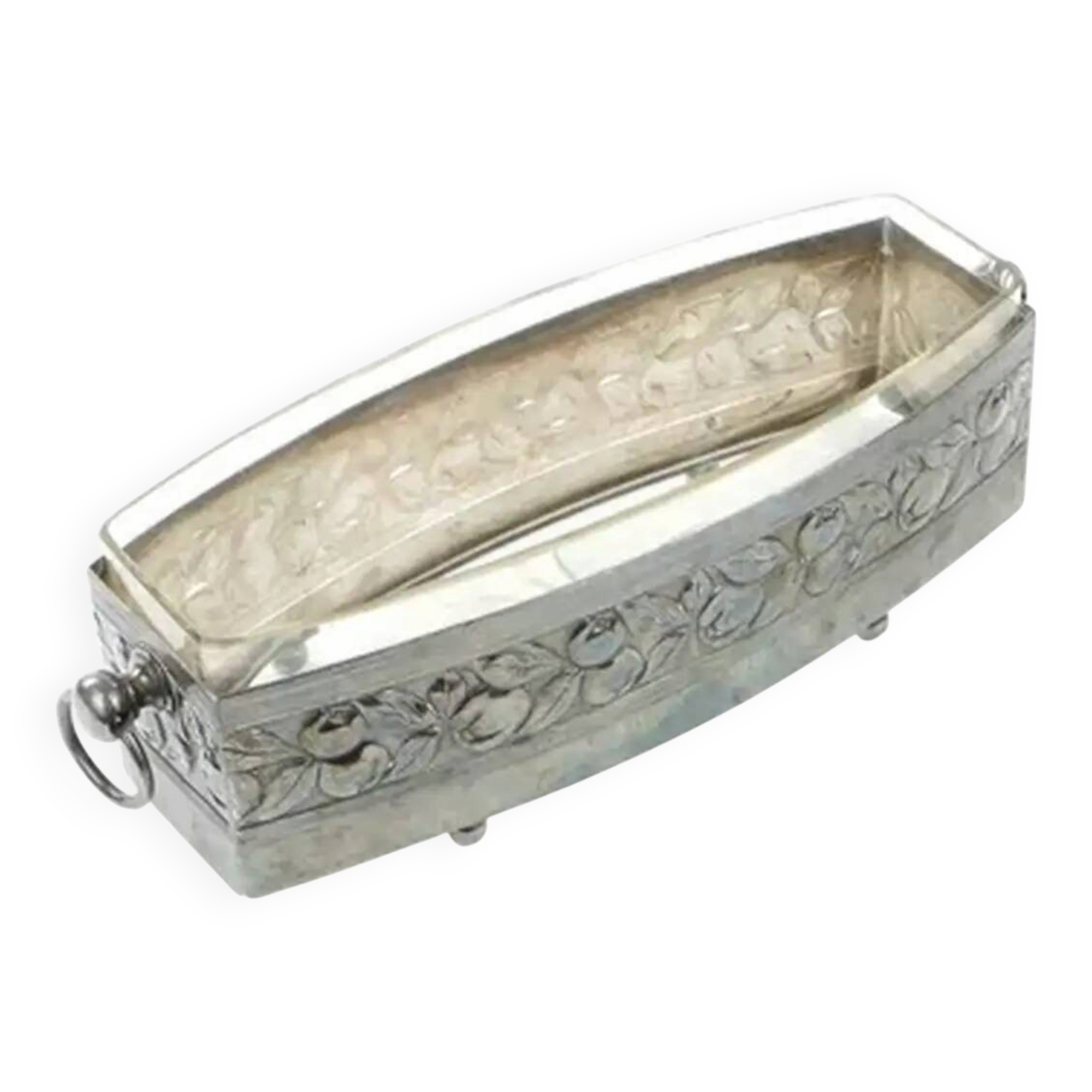 Jardinière Art Déco, laiton argenté, verre, Allemagne, années 1930