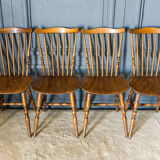 Four western solid wood chairs 1970