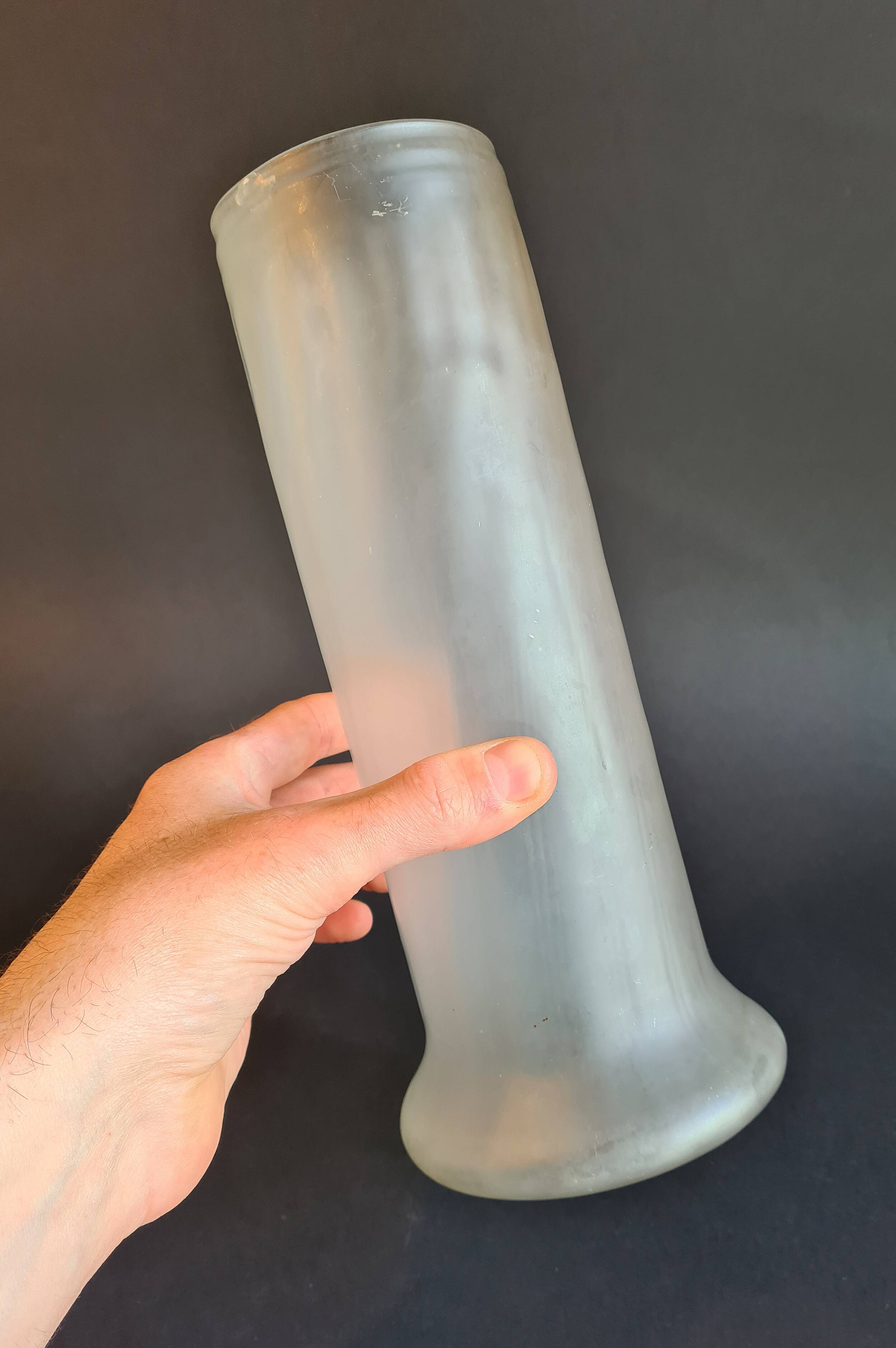 Beautiful Pair of Cylindrical Vases in Art Nouveau Satin Blown Glass