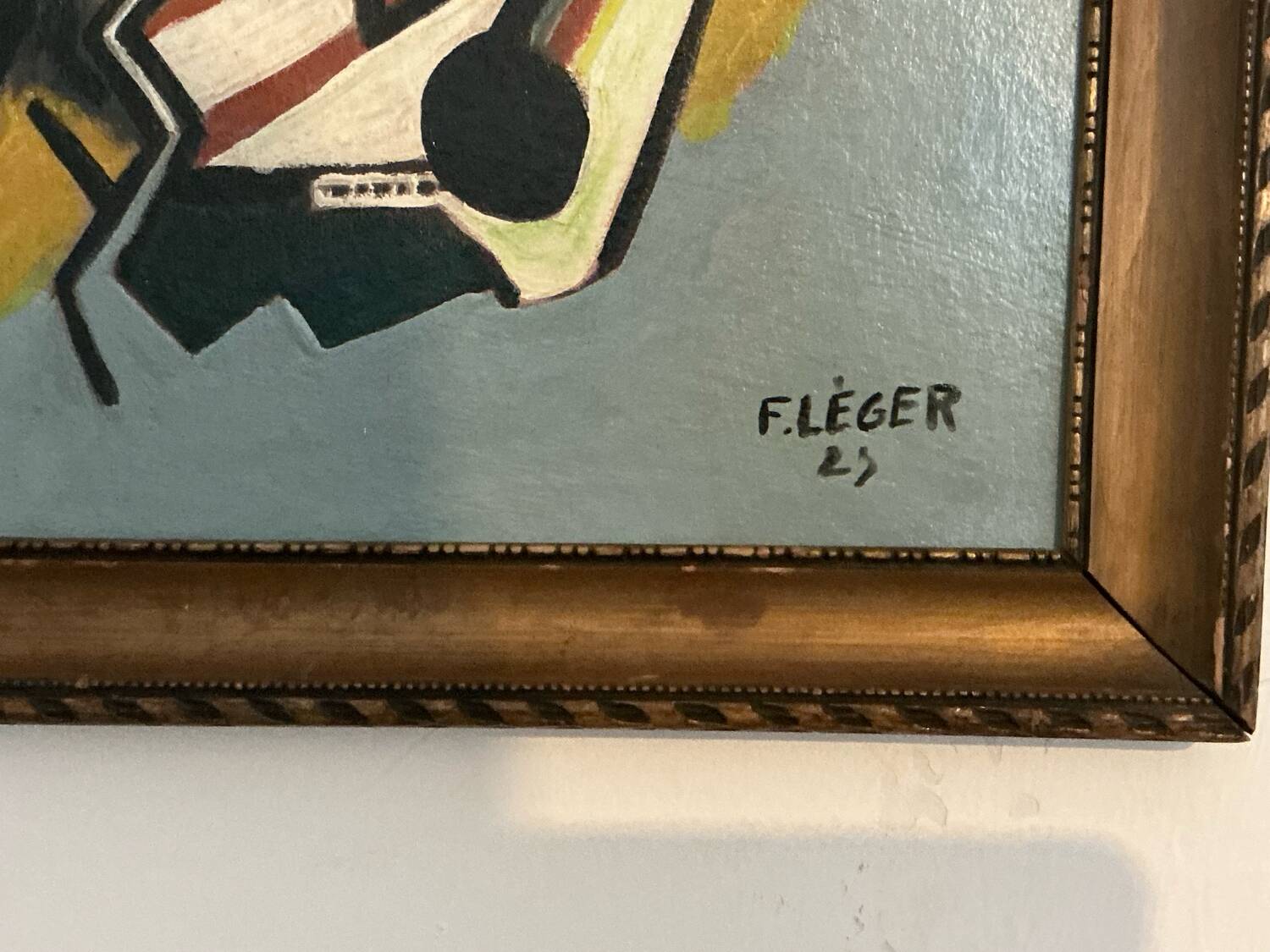 Peinture géométrique abstraite – Signée – Huile sur panneau avec cadre vintage