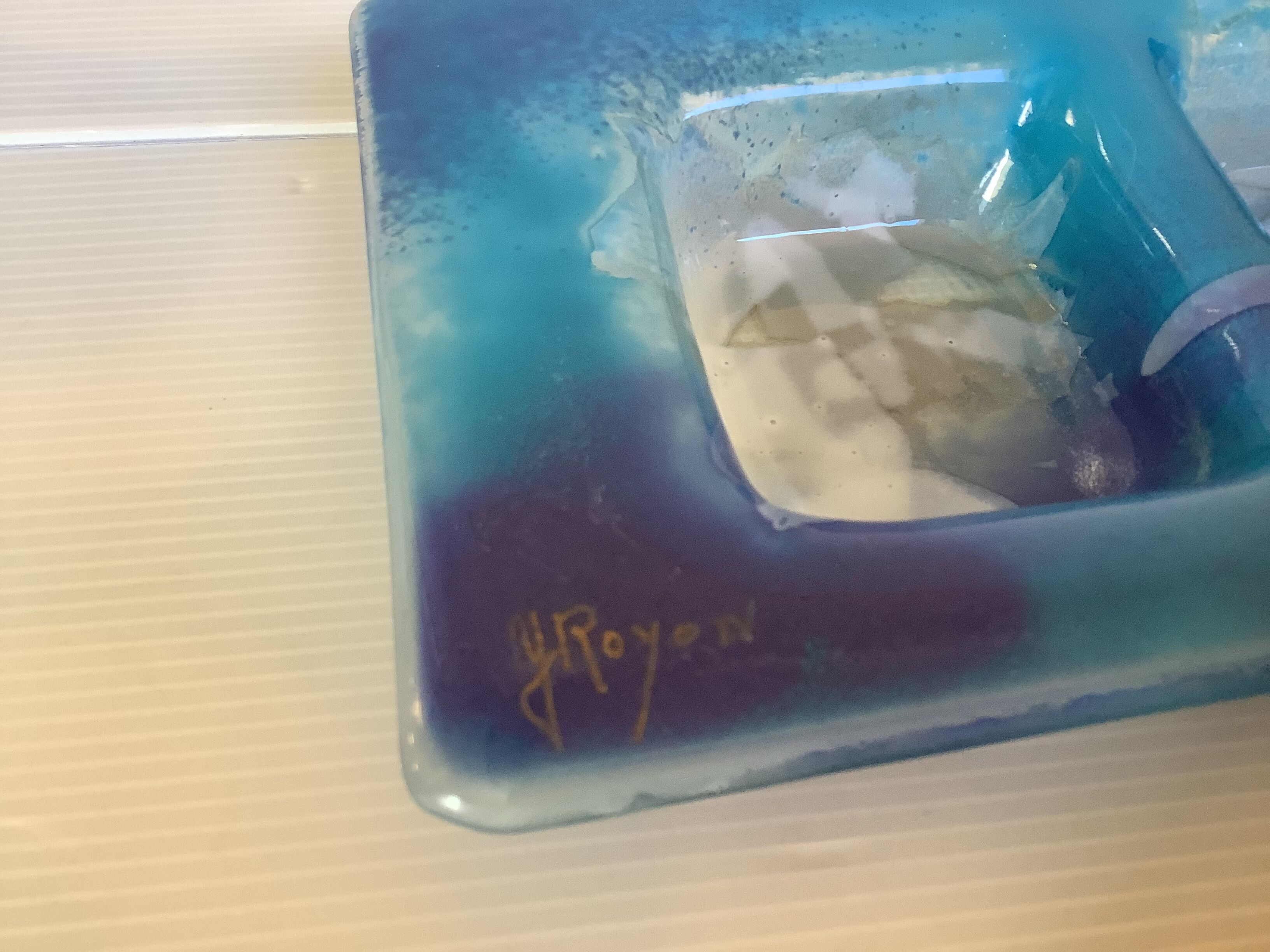 Glass paste vide poche signed Royon