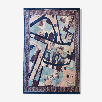 1990s Gorgeous Geometric Rug by Giorgetto Giugiaro for Paracchi. Pure wool. Made in Italy.