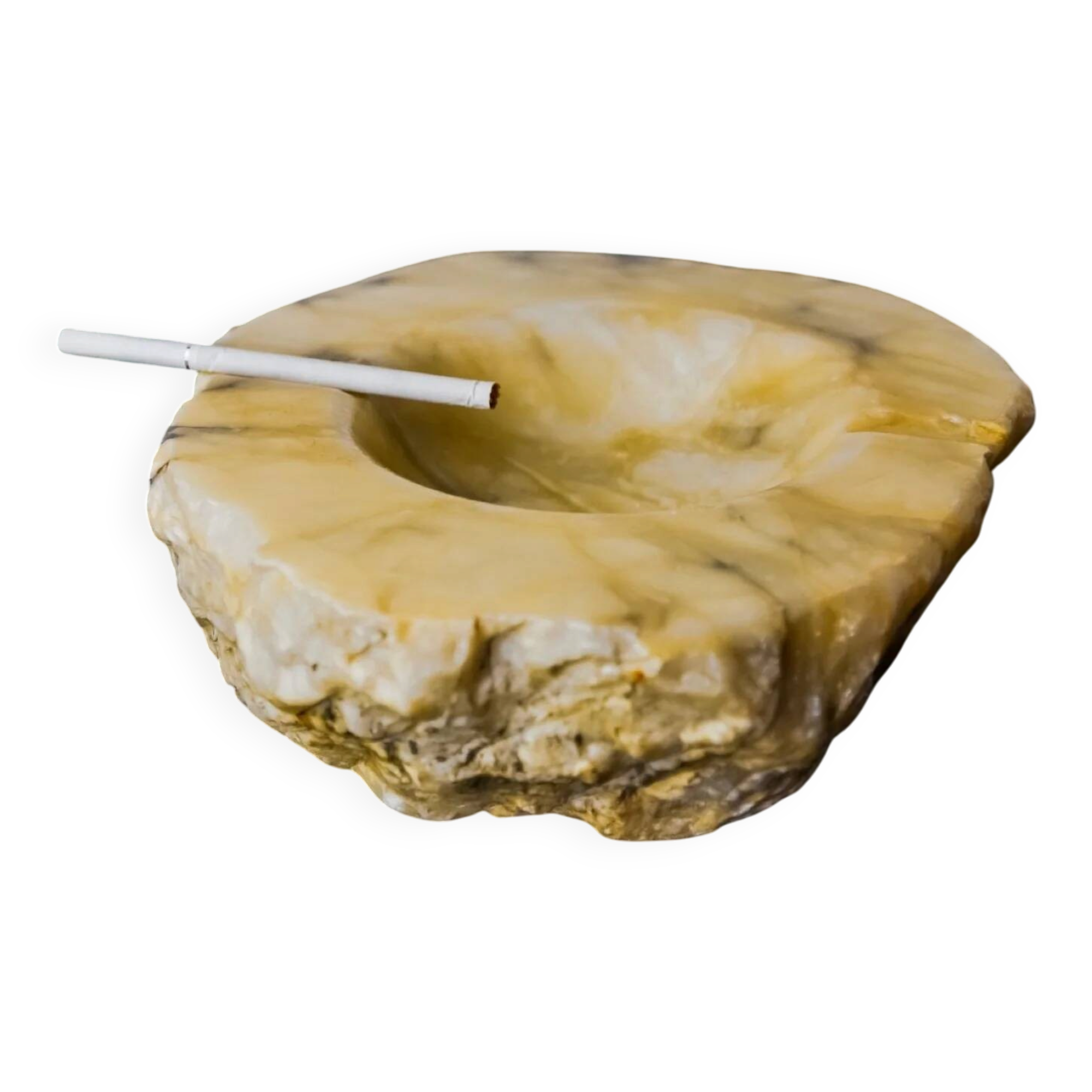 Beige alabaster ashtray by Romano Bianchi, Italy, 1970s