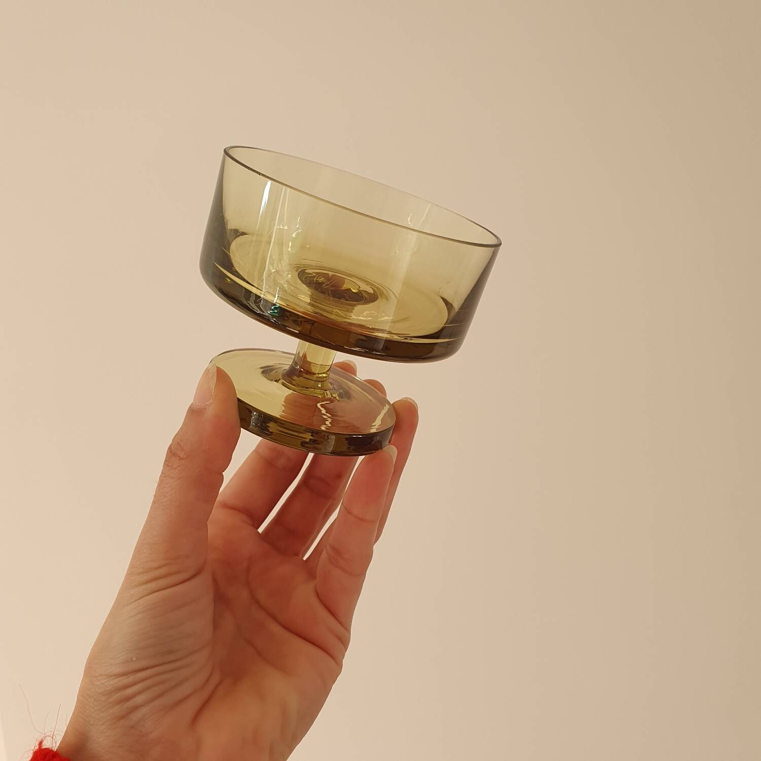 Salad bowl and its 4 fruit bowls in green glass
