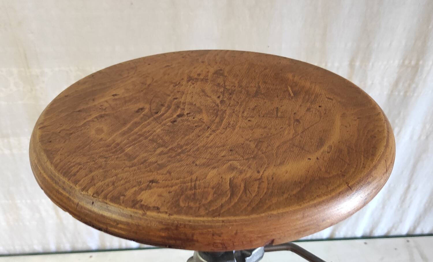 Tubular metal and wood workshop stool - 50s/60s