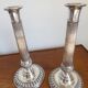 Antique pair of 19th century silver-plated metal candlesticks, 27 cm