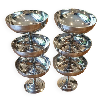 6 Remy Letang stainless steel ice cream cups, 1970s