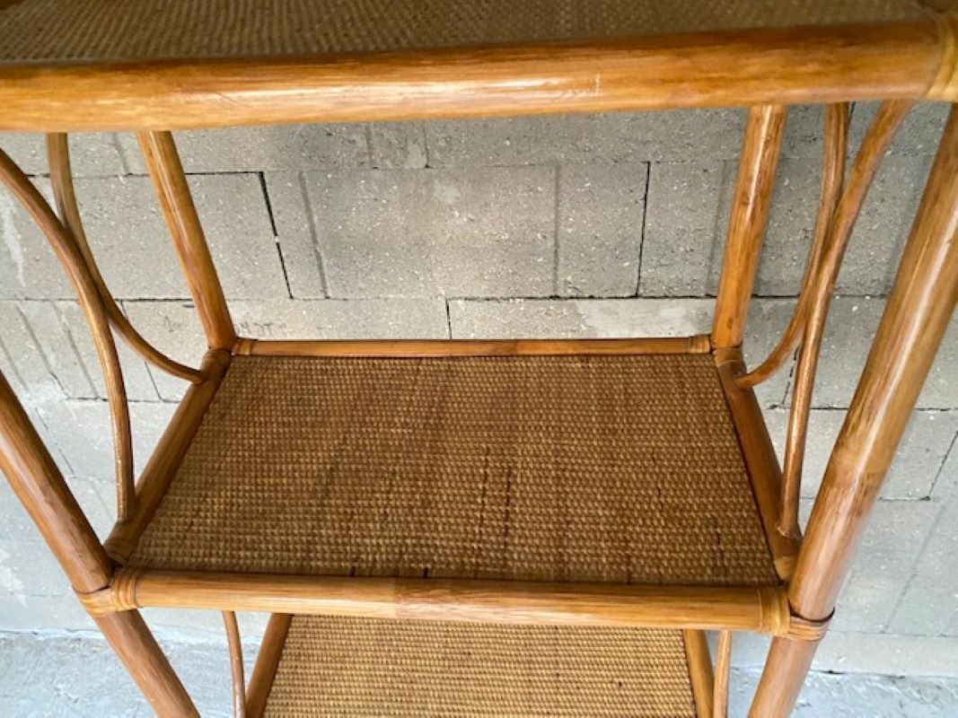 Vintage rattan bookcase 70s