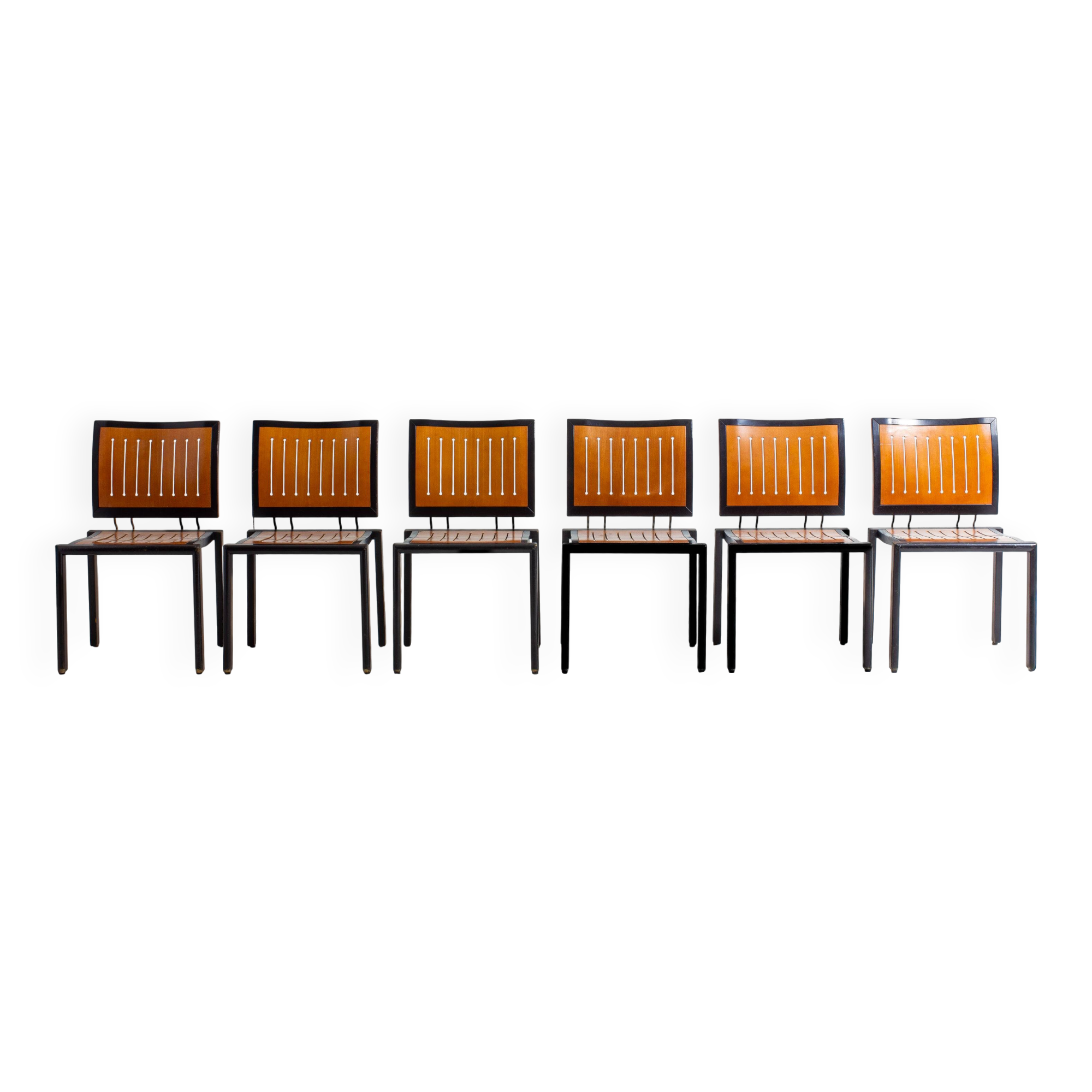 Set of 1980s Bruno Rey Quadro chairs for Dietiker Switzerland