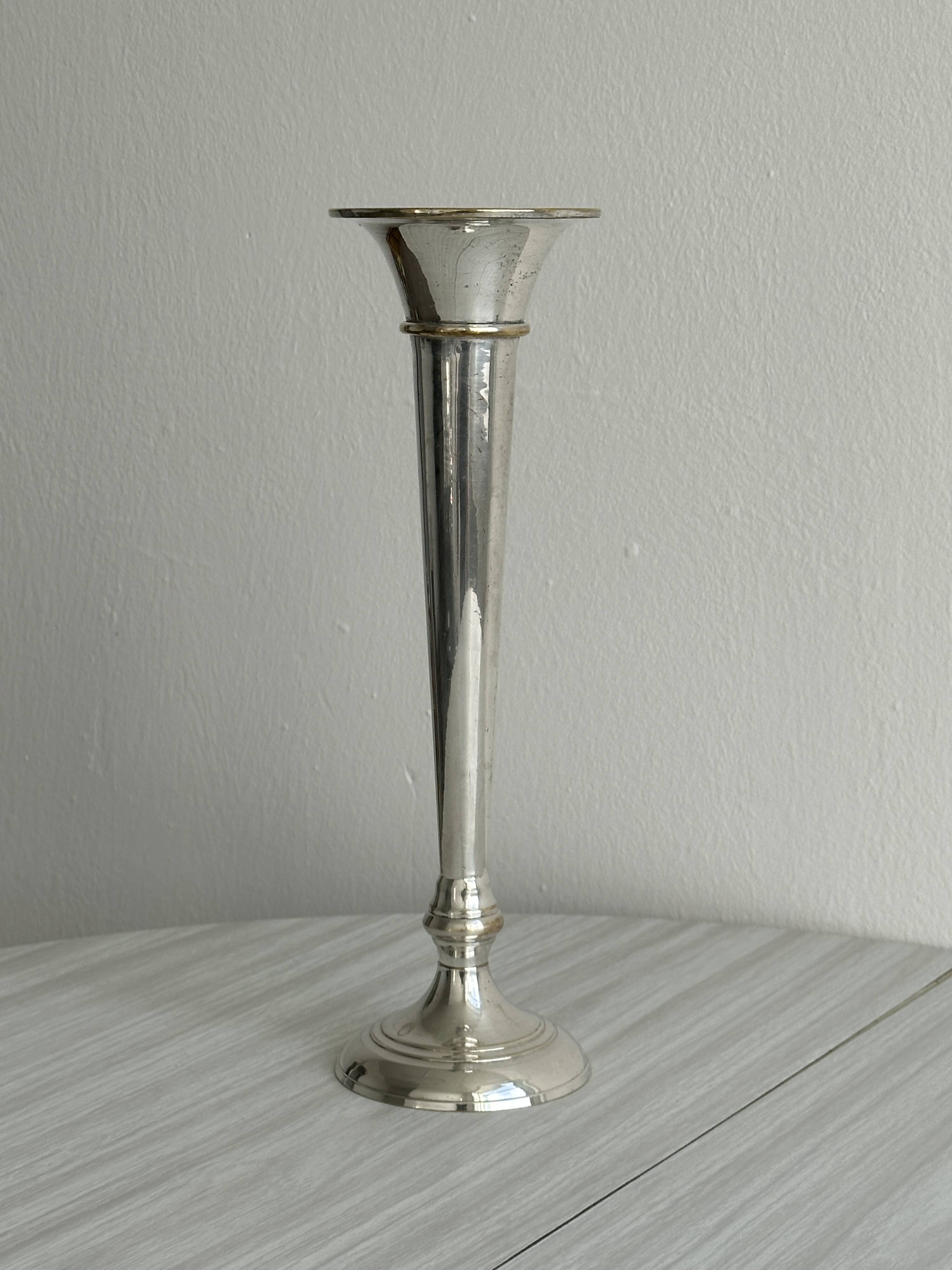 Vintage patinated metal soliflore vase